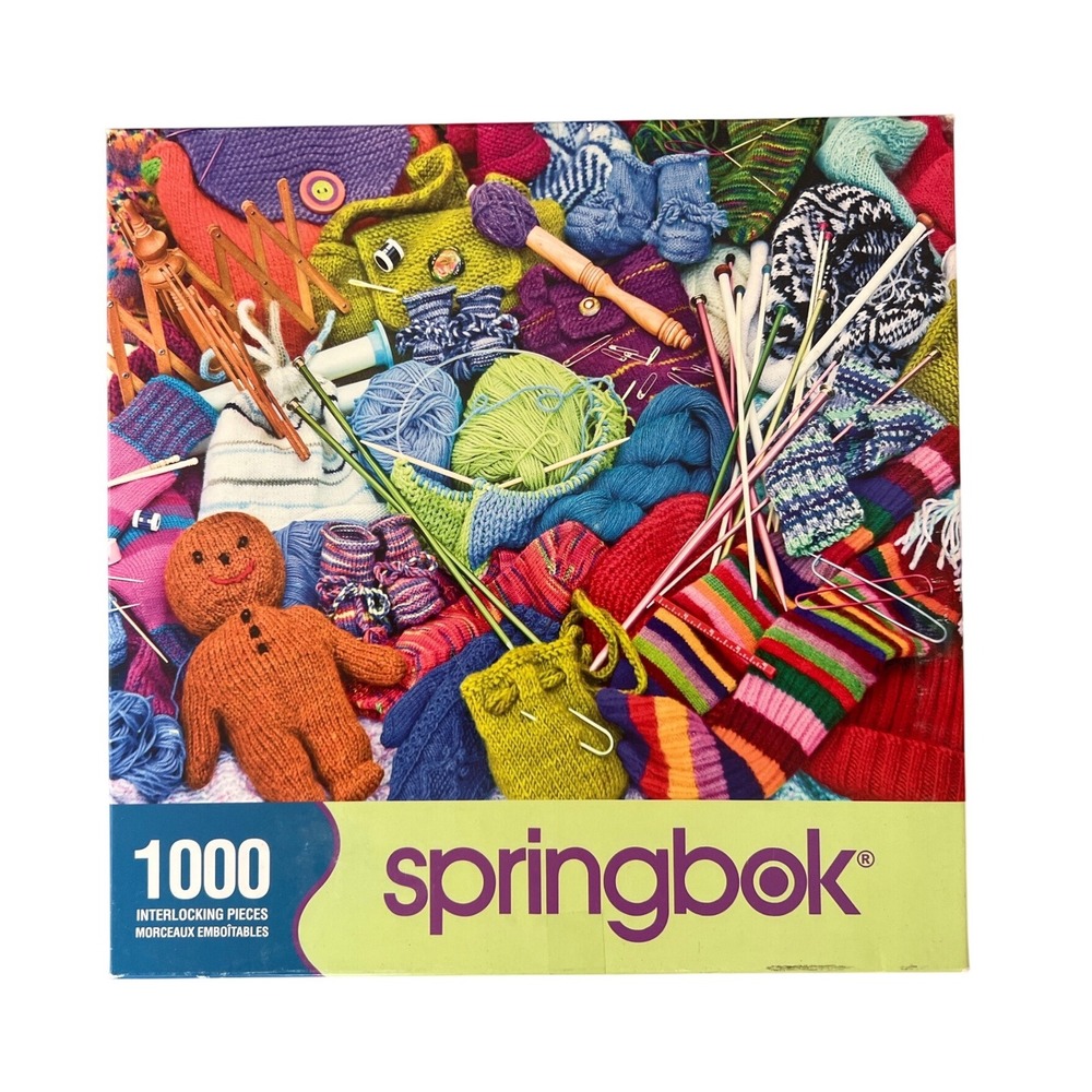 Springbok Knit One Purl Two 1000 Piece Jigsaw Puzzle Knitting Yarn Complete